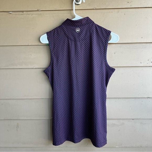 Peter Millar Women's Blue Deco Star Golf Polo Shirt Harbour Town UPF 50 + NEW - Picture 7 of 7